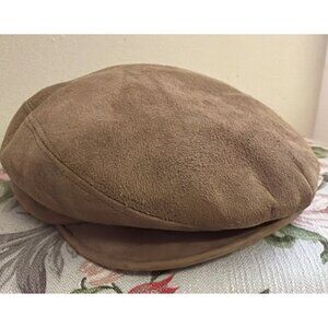 VTG Stetson Tan Suede Leather Cabbie Newsboy Flat Cap Small 6”
